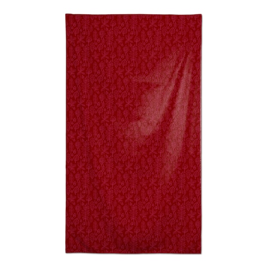 102&#x22; Autumn Pattern Leaves On Red Tablecloth